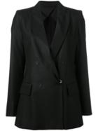 Max Mara - Double Breasted Blazer - Women - Silk/cotton/spandex/elastane/virgin Wool - 42, Black, Silk/cotton/spandex/elastane/virgin Wool