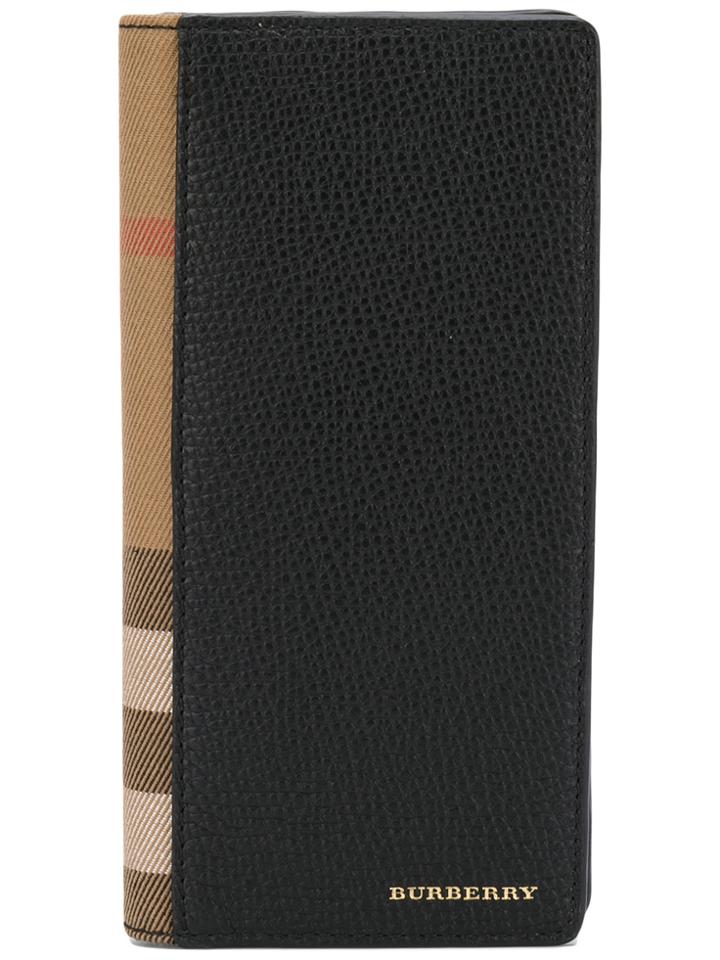 Burberry Checked Trim Foldover Wallet - Black