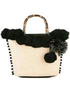 Twin-set Pompom Tote, Women's, Nude/neutrals, Polyester/leather/wool