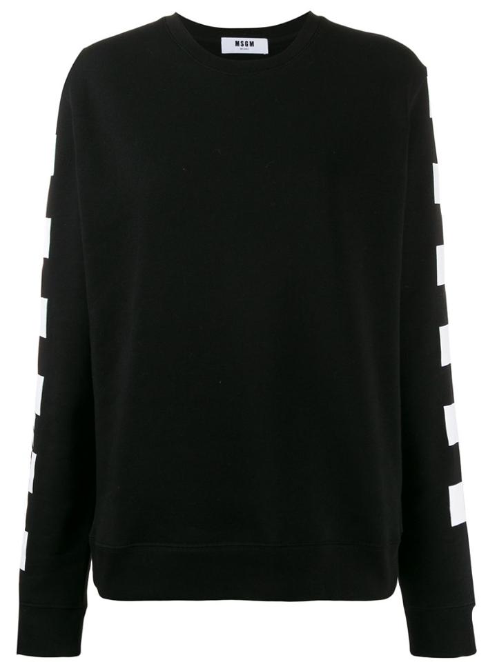 Msgm Checkered Flag Print Sweatshirt - Black