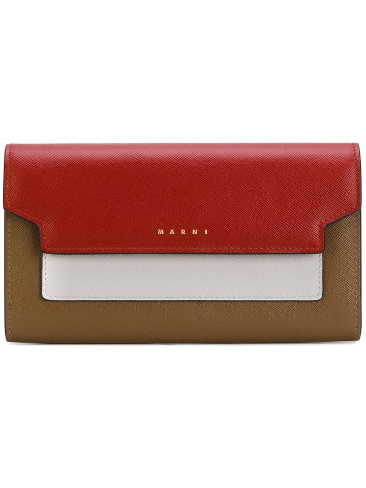 Marni Colour Block Wallet - Brown