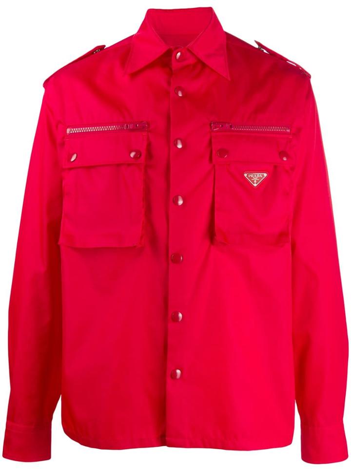 Prada Boxy Military Shirt - Red