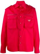Prada Boxy Military Shirt - Red
