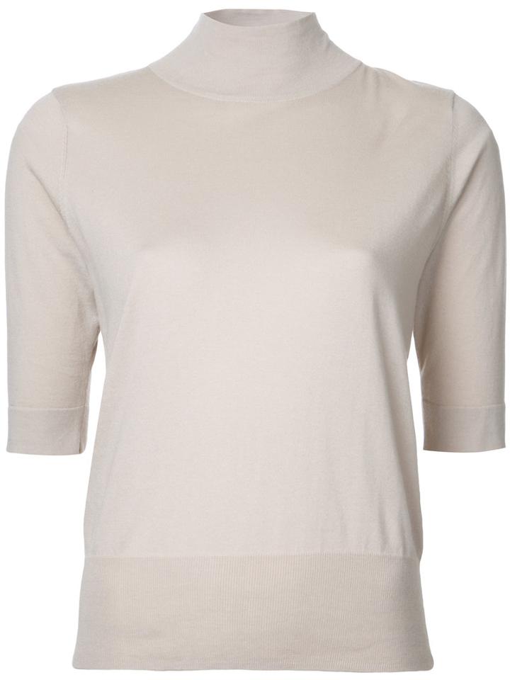 H Beauty & Youth - Ribbed Trim Top - Women - Silk/cotton - One Size, Nude/neutrals, Silk/cotton