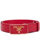 Prada Saffiano Leather Logo Belt - Red