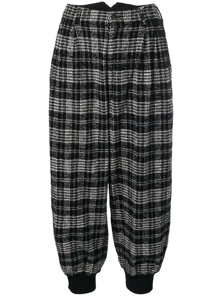 Comme Des Garçons Pre-owned Check Print Cropped Trousers - Black