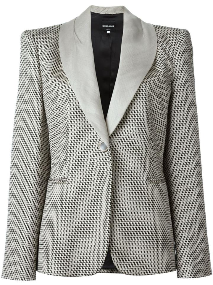 Giorgio Armani Vintage Zig Zag Woven Blazer - Nude & Neutrals