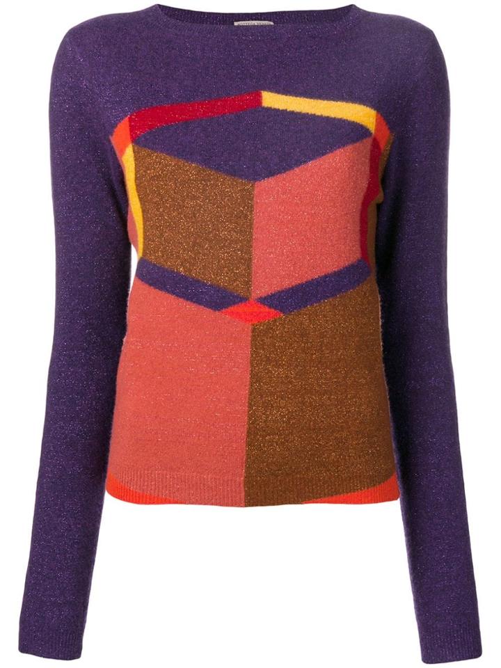 Bottega Veneta Geometric Intarsia Jumper - Purple