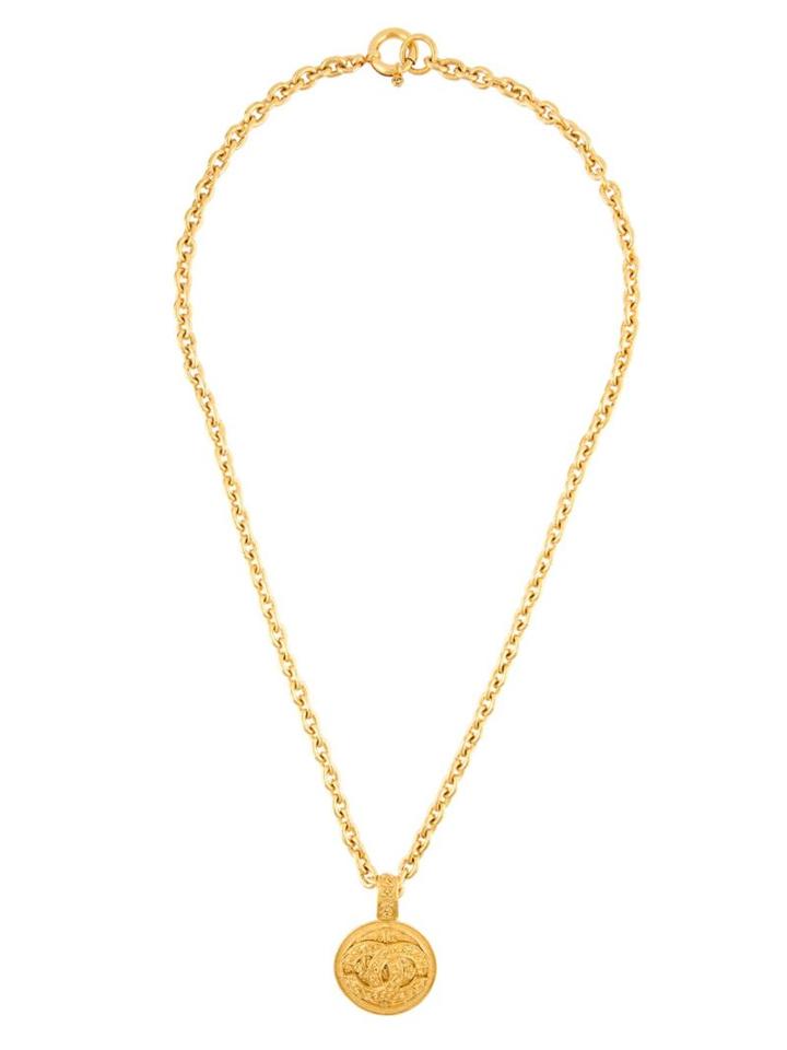 Chanel Vintage Filigree Pendant Necklace, Women's, Metallic