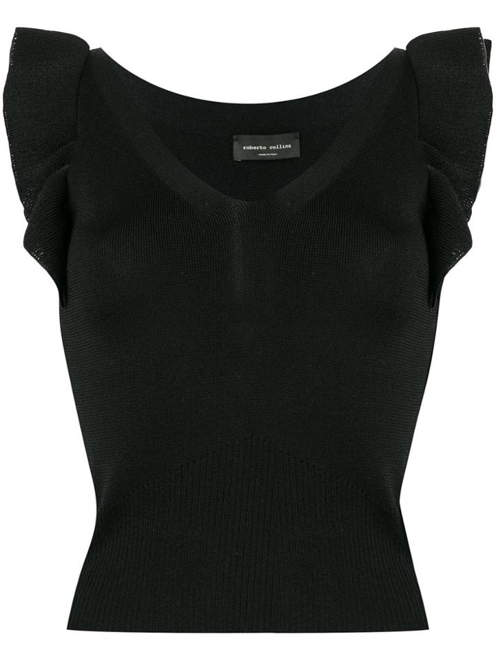 Roberto Collina Flutter Knitted Top - Black