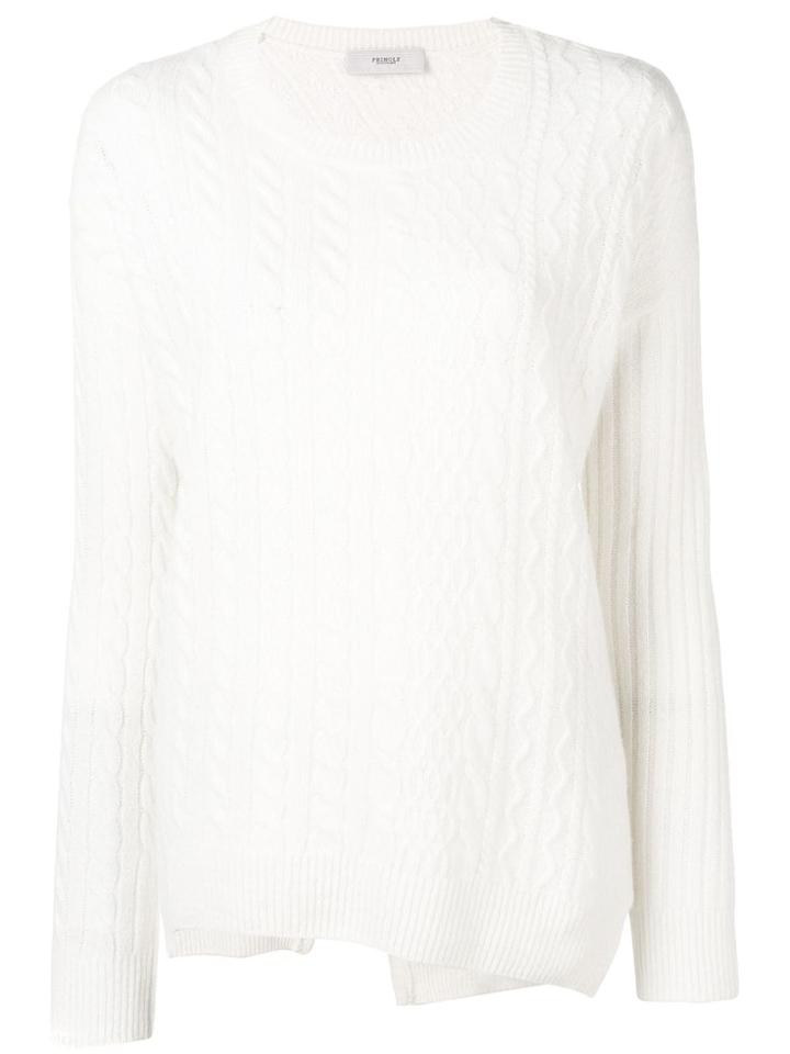 Pringle Of Scotland Asymmetric Cable Stitch Sweater - White