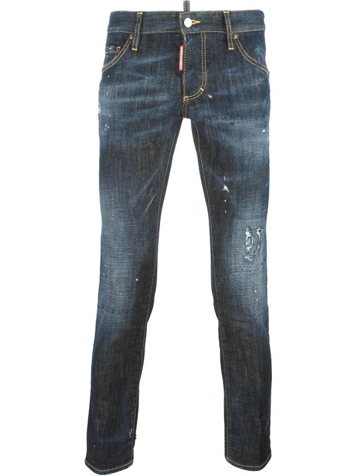 Dsquared2 Clement Jeans, Men's, Size: 46, Black, Cotton/spandex/elastane/polyester/calf Leather