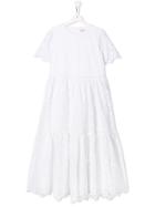 Alberta Ferretti Kids Teen Embroidered Floral Details Dress - White