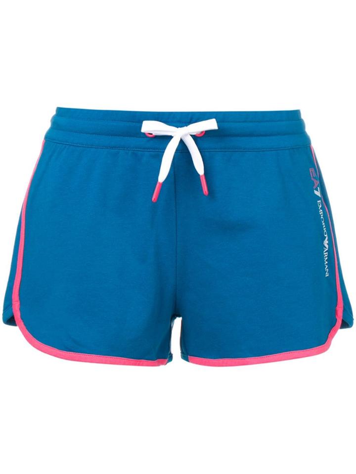 Ea7 Emporio Armani Drawstring Colour-block Shorts - Blue