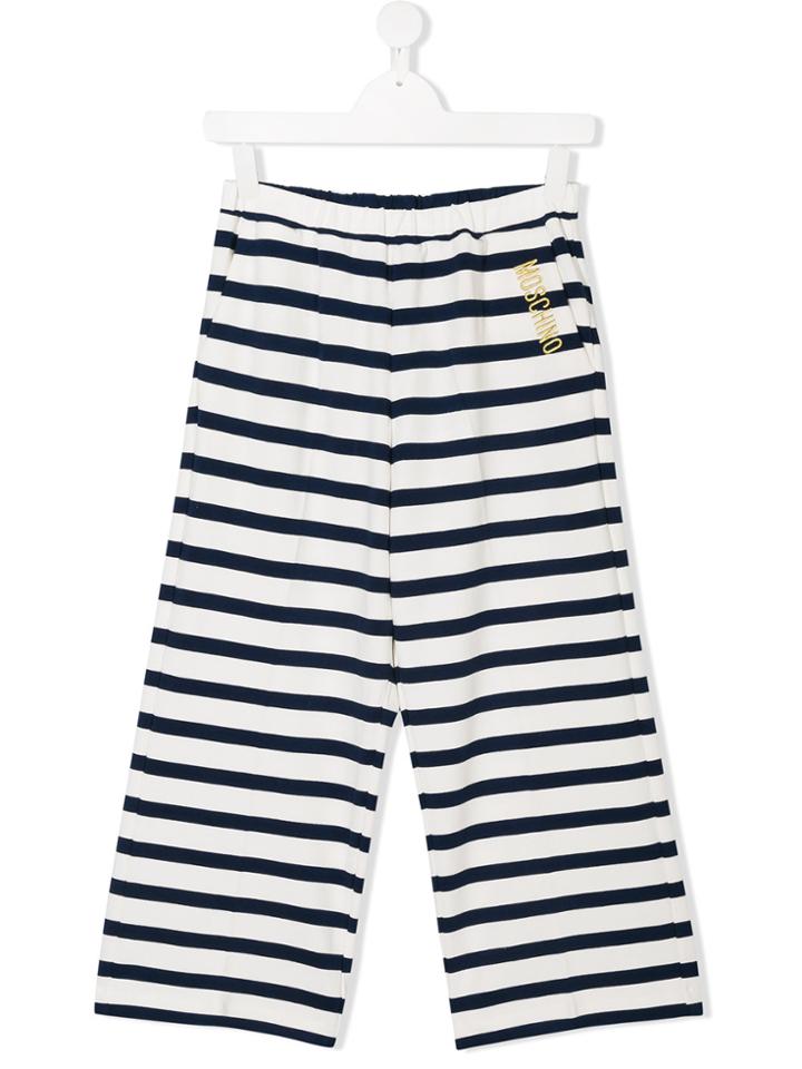 Moschino Kids Striped Straight Trousers - White