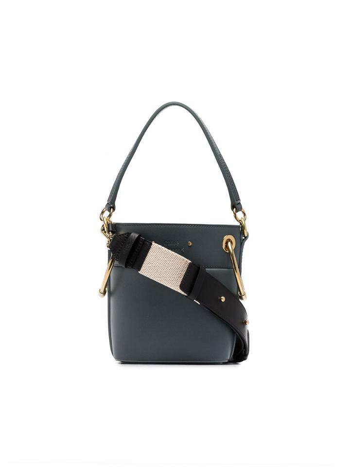 Chloé Teal Roy Mini Leather Bucket Bag - Blue