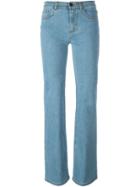 Fendi Bootcut Jeans, Women's, Size: 38, Blue, Cotton/spandex/elastane/calf Leather