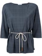 Fabiana Filippi - Drawstring Blouse - Women - Polyamide/polyester/viscose - 42, Grey, Polyamide/polyester/viscose