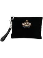 Versace Embroidered Crown Clutch - Black
