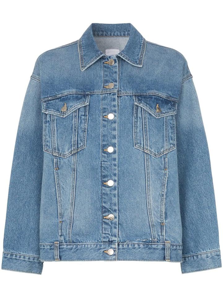 Sjyp Ripped Detail Denim Jacket - Blue