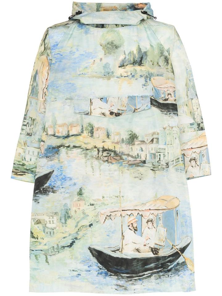 Off-white Printed Hooded Cape Coat - 9900 Multicoloured