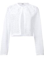Elie Tahari Embroidered Cropped Jacket, Women's, Size: Medium, White, Cotton