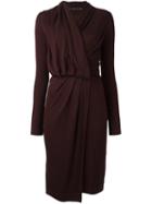 Plein Sud Long-sleeve Wrap Dress, Women's, Size: 38, Pink/purple, Spandex/elastane/virgin Wool