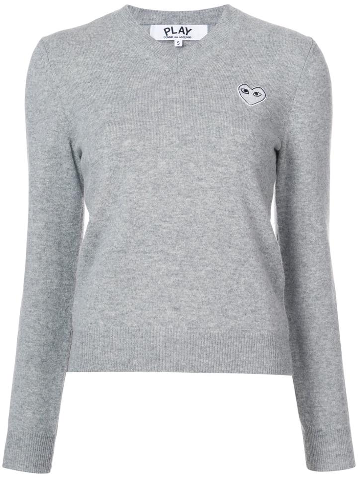 Comme Des Garçons Play Heart Logo Sweater - Grey