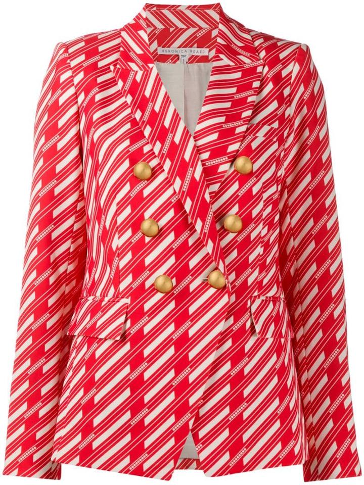 Veronica Beard Geometric Fitted Blazer - Red