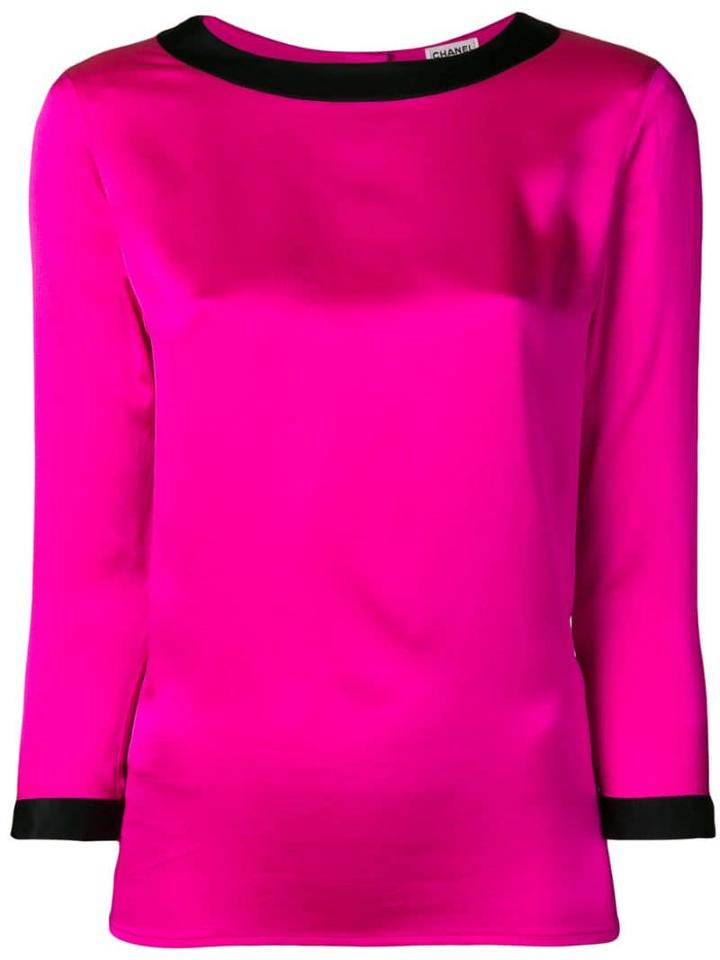 Chanel Pre-owned Contrast Trim Three-quarters Blouse - Pink