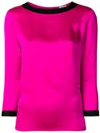 Chanel Pre-owned Contrast Trim Three-quarters Blouse - Pink