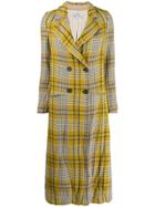 Forte Forte Checked Mid Length Coat - Yellow