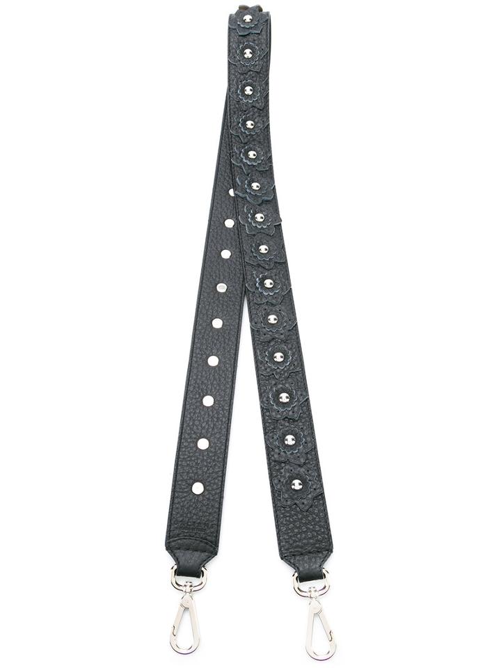 Orciani Floral Detachable Shoulder Strap, Women's, Black, Leather