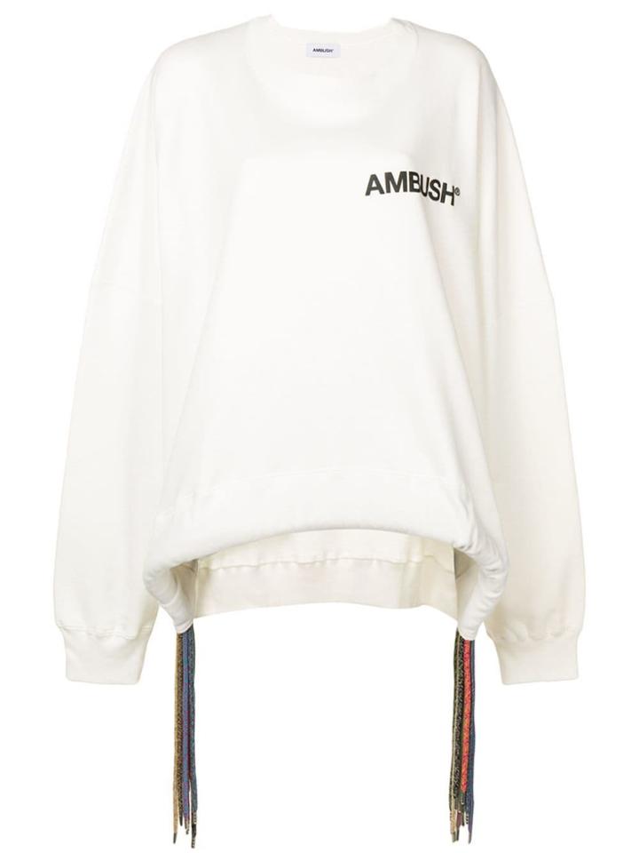 Ambush Fringed Logo Print Sweatshirt - White