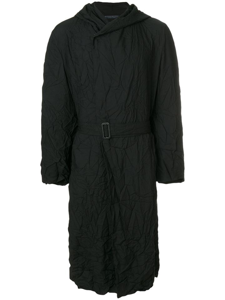 Yohji Yamamoto Belted Wrinkled Coat - Black