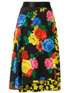 Alice+olivia Floral Silk Skirt - Black