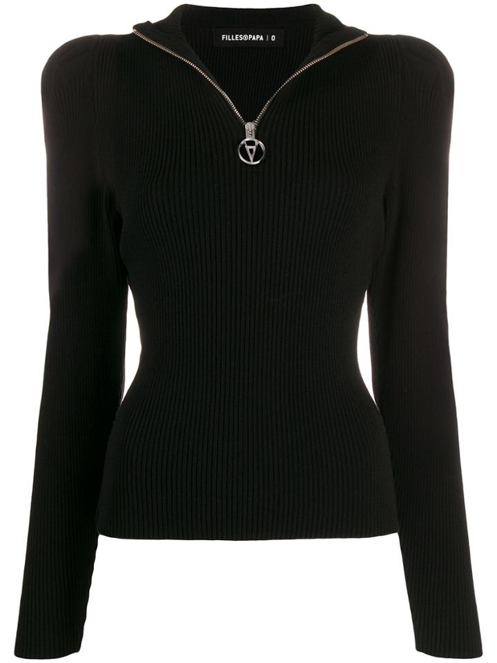 Filles A Papa Gisele Ribbed Slim-fit Jumper - Black