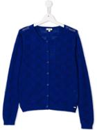 Kenzo Kids Logo Intarsia Cardigan, Girl's, Size: 16 Yrs, Blue
