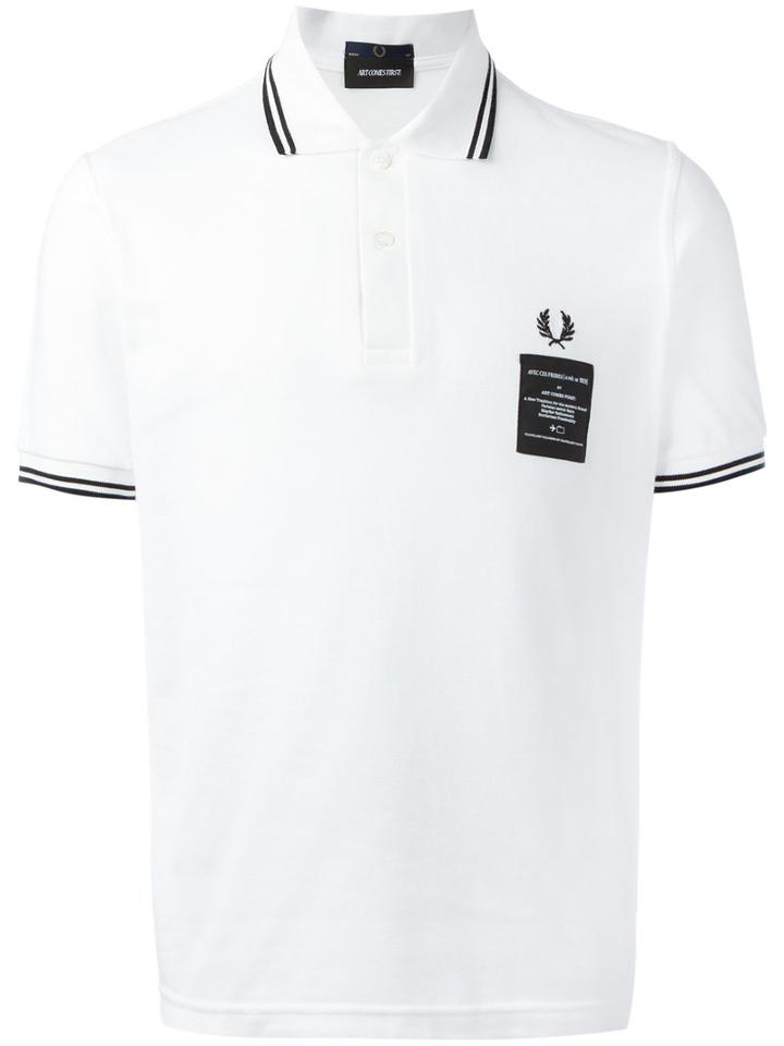 Fred Perry X Art Comes First Printed Twin Polo Shirt, Men's, Size: 40, White, Cotton