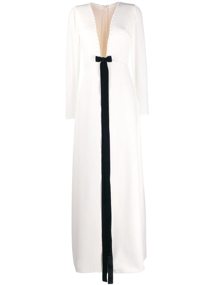 Loulou Plunge Evening Dress - White