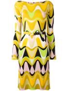 Emilio Pucci - Printed Slash Neck Dress - Women - Silk/viscose - 42, Yellow, Silk/viscose