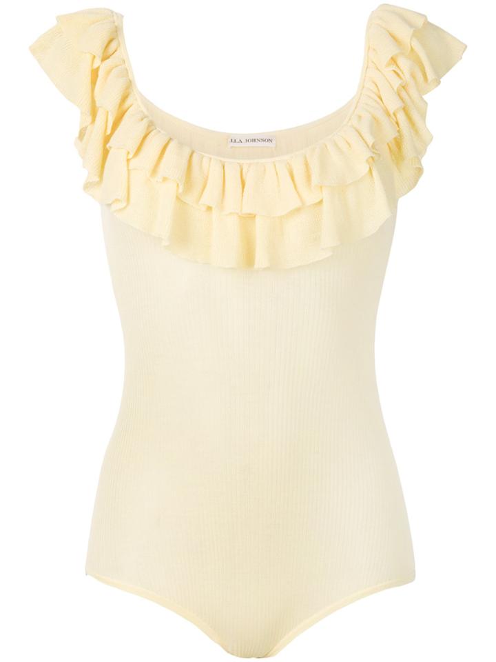 Ulla Johnson Ruffled Neck T-shirt - Yellow & Orange