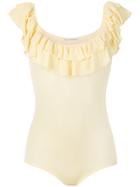 Ulla Johnson Ruffled Neck T-shirt - Yellow & Orange