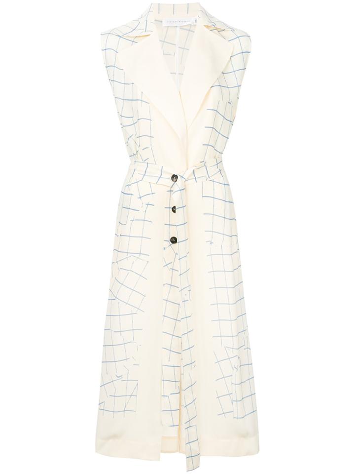 Victoria Beckham Checked V-neck Dress - Yellow & Orange