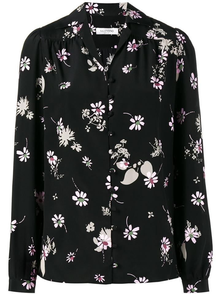 Valentino - Flowers Fall Blouse - Women - Silk - 42, Black, Silk