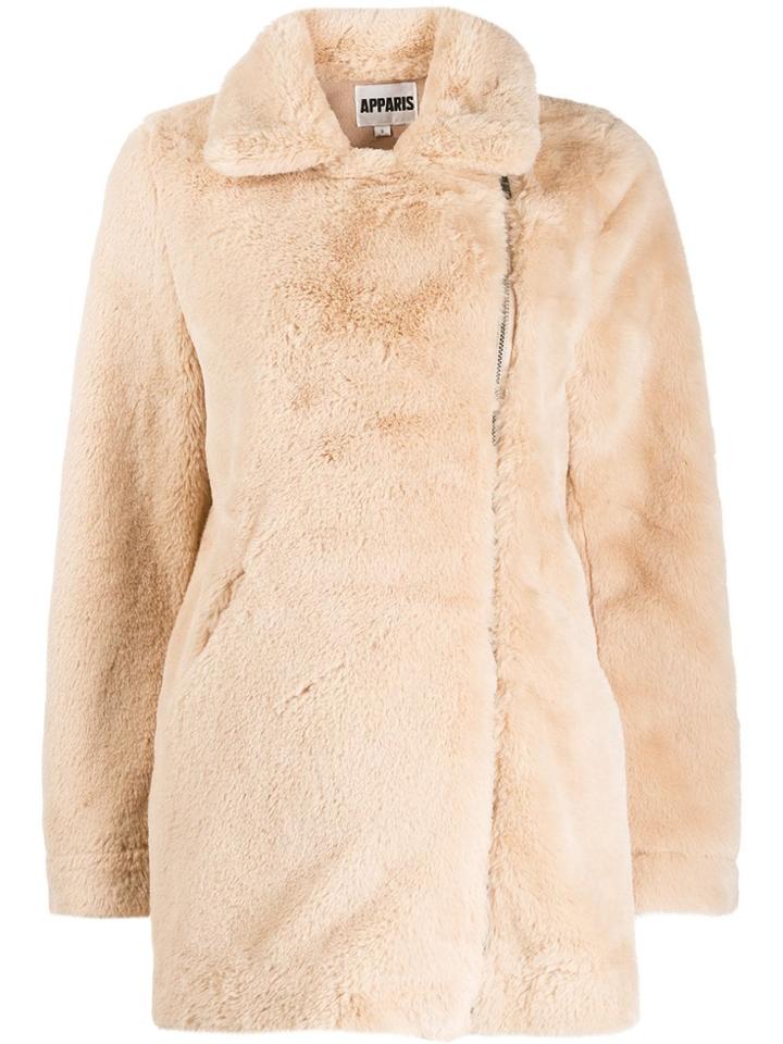 Apparis Zip Up Faux Fur Jacket - Neutrals