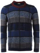 Fendi Patchwork Jumper, Men's, Size: 48, Blue, Acrylic/viscose/wool/polyimide