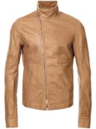 Rick Owens 'mollinos' Biker Jacket, Men's, Size: 50, Brown, Cotton/calf Leather/cupro