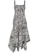 Solace London Marisol Zebra-stripe Asymmetric Dress - Black