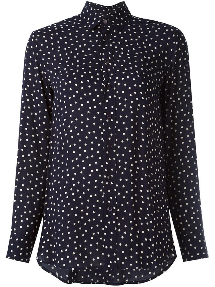 Saint Laurent Polka Dot Print Shirt, Women's, Size: 36, Blue, Viscose